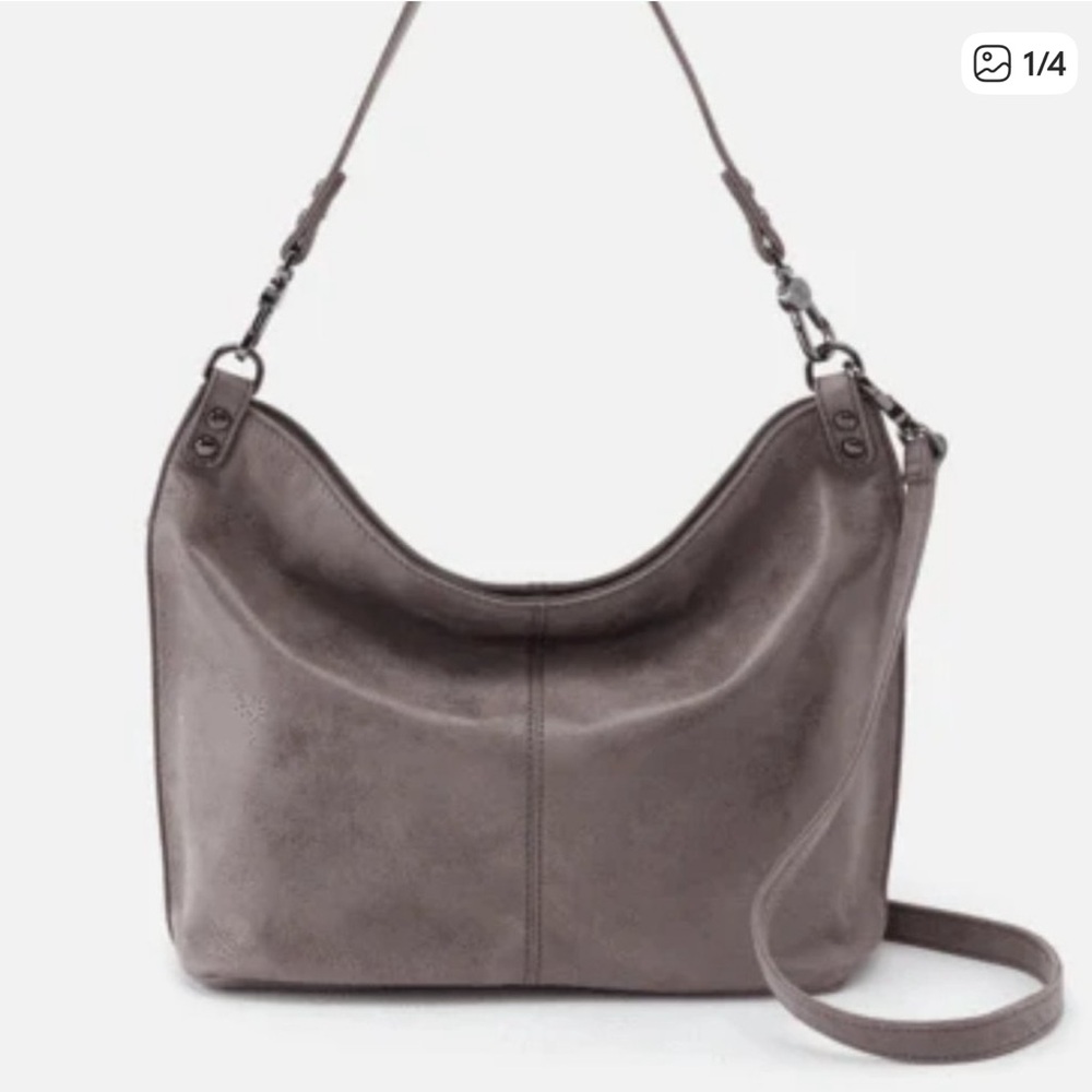 HOBO Pier Leather Gray Titanium Shoulder Bag